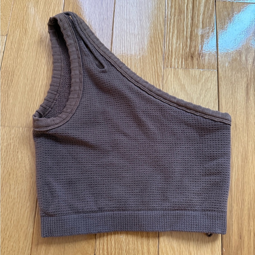 One-Shoulder Brown Crop Top